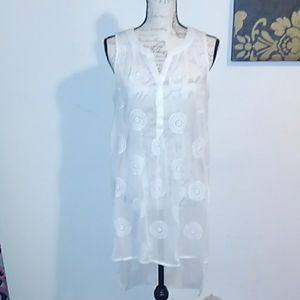 Cream Sheer Tunic with embroidery